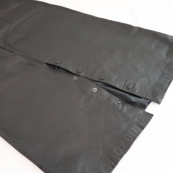 G-III Womens Vintage Black Leather Midi Pencil Skirt Back Snaps 80's Size 11/12 - Picture 7 of 11